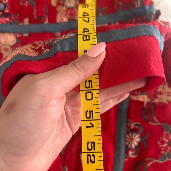 April Cornell Red Floral Pintuck Dress with Blue Trim “Firenze Dress” - Picture 11 of 13